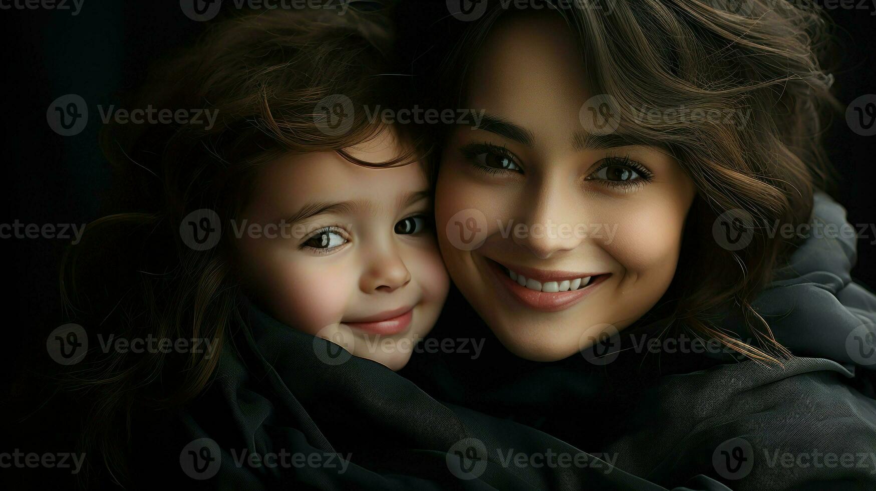 Close-up of a mother and daughter sharing a tender moment.. Generative AI photo