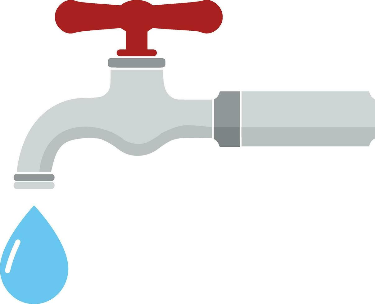 Water tap with drop flat vector