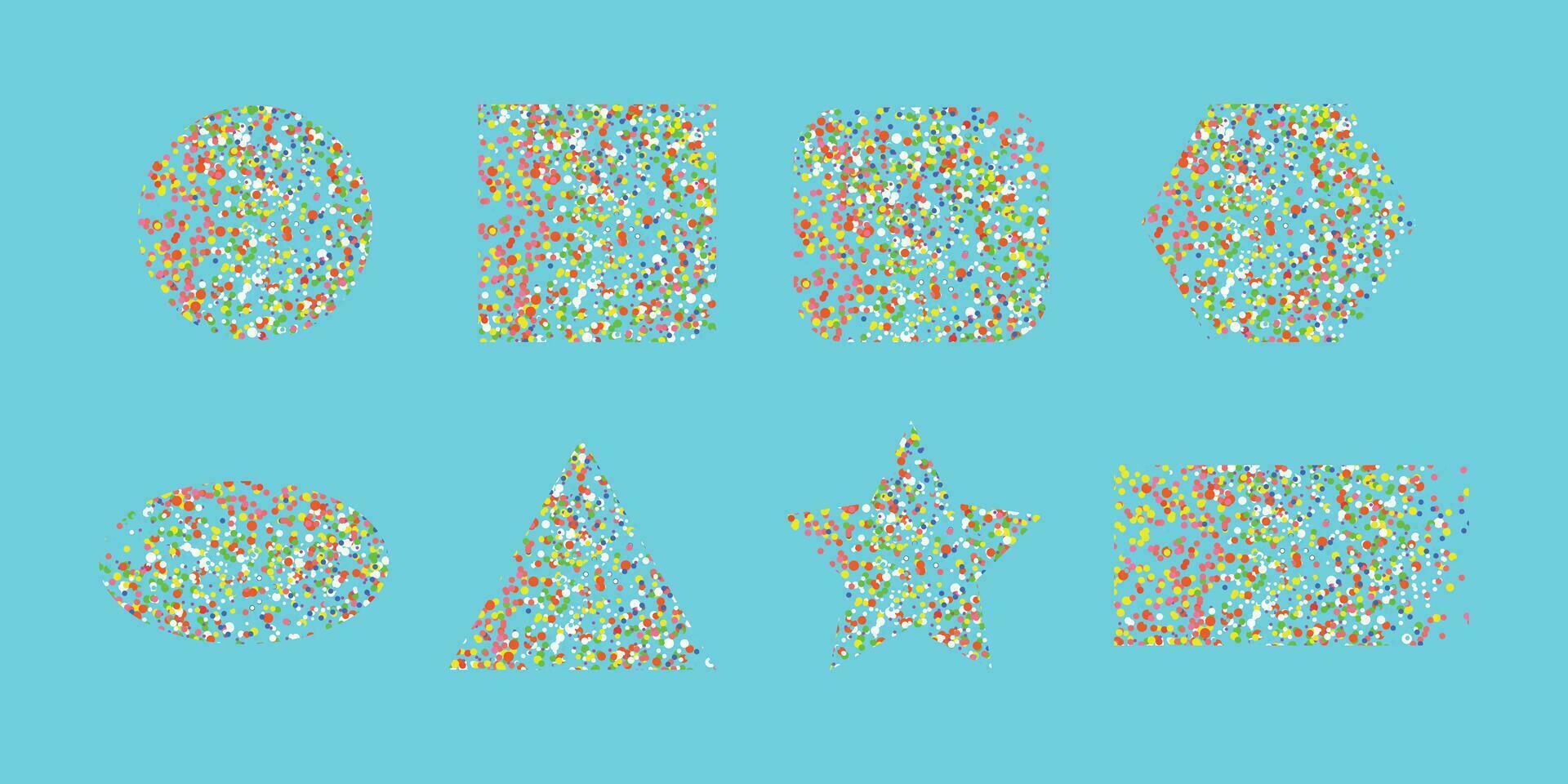 geometric figures with colored circles vector