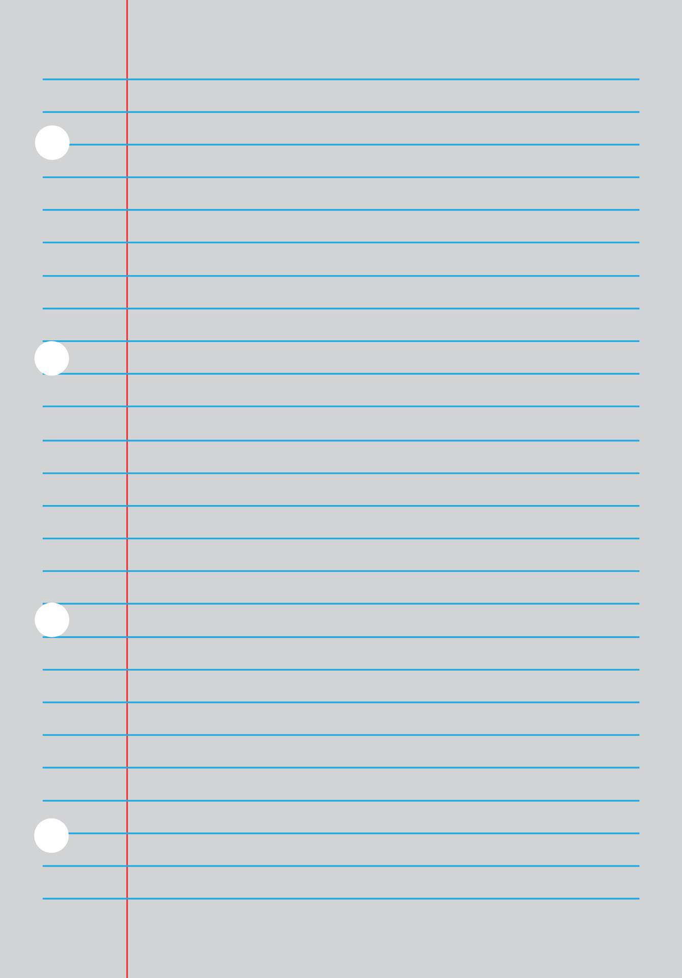 Vector sheet of lined paper with holes for binding isolated 33237466