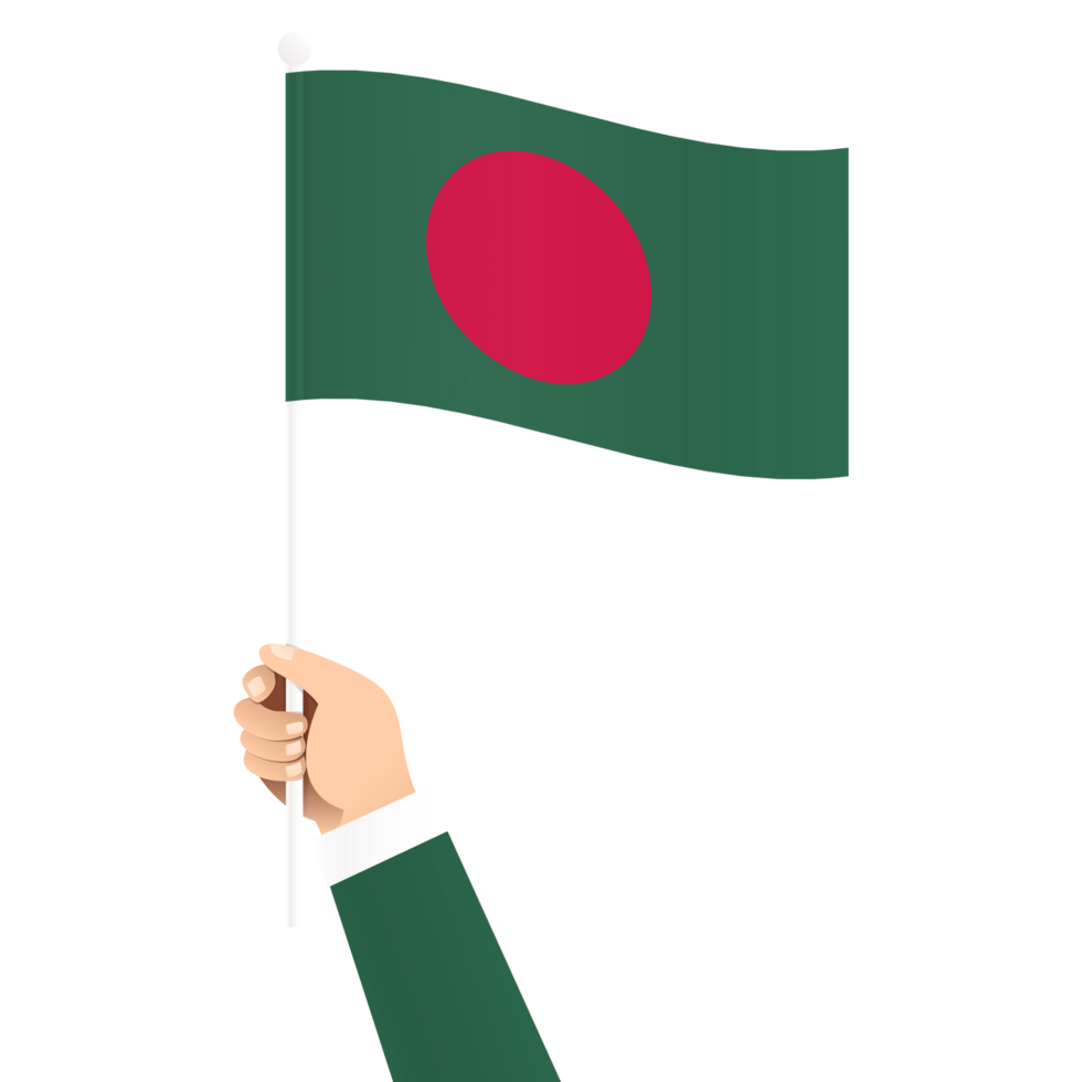 Hand Holding Bangladesh National Flag Isolated Transparent Simple Illustration png