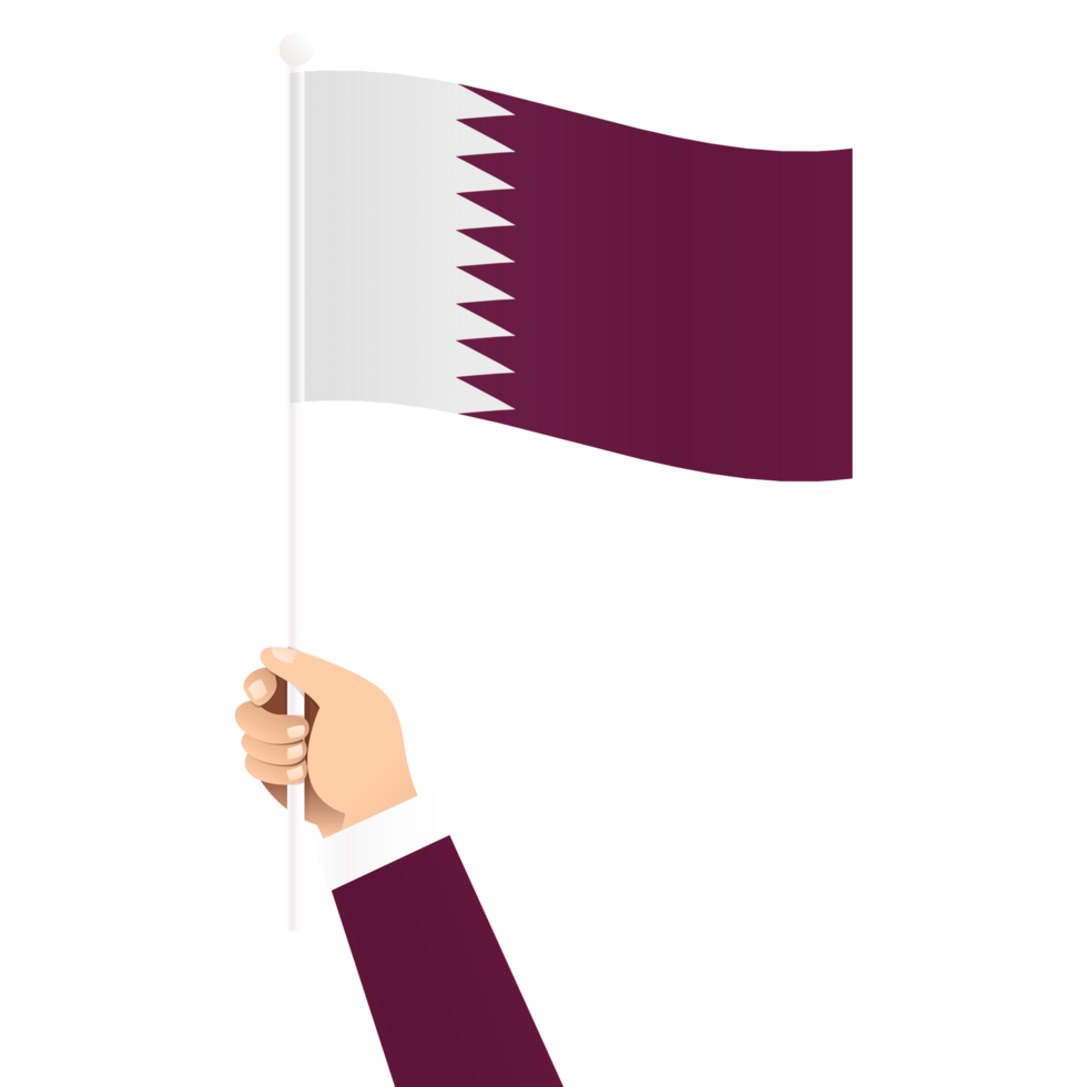 Hand Holding Qatar National Flag Isolated Transparent Simple Illustration png