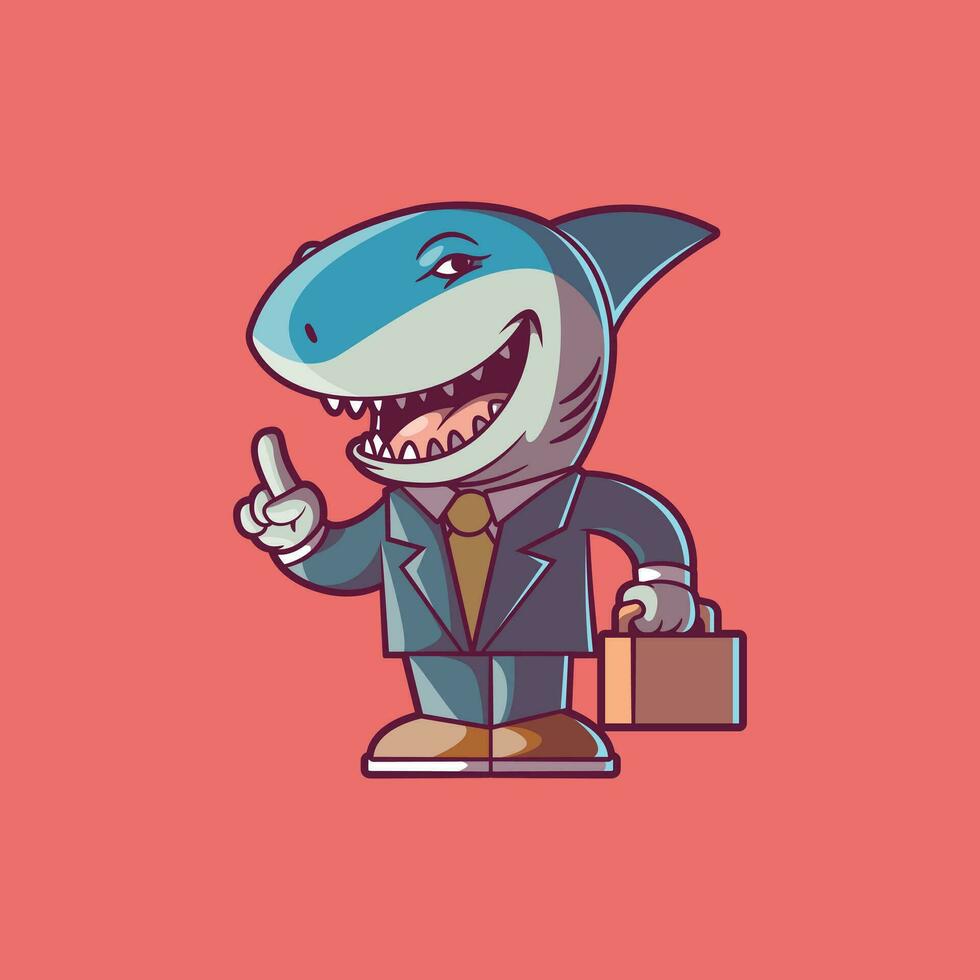 A Shark character dressed in a business suit vector illustration. Nature, business, mascot design concept.