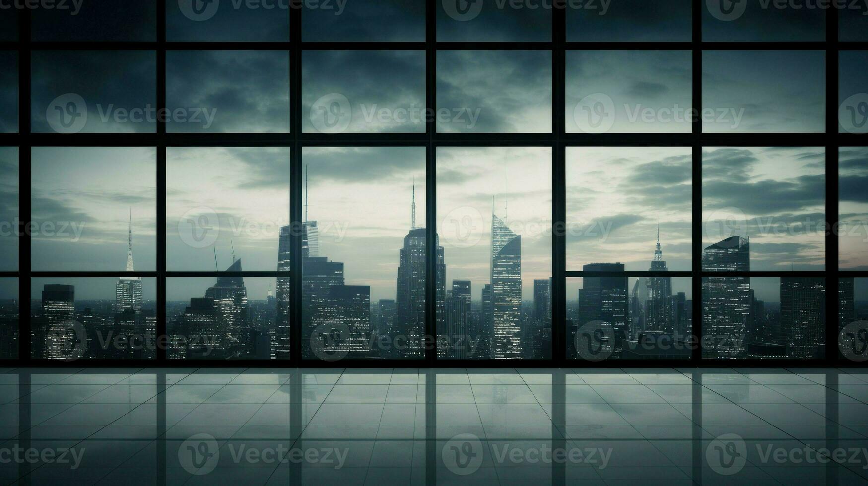 A modern office view overlooking a bustling city. Generative AI photo