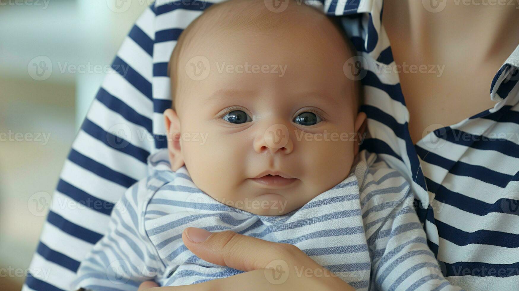Young mother holding her baby. Generative AI photo