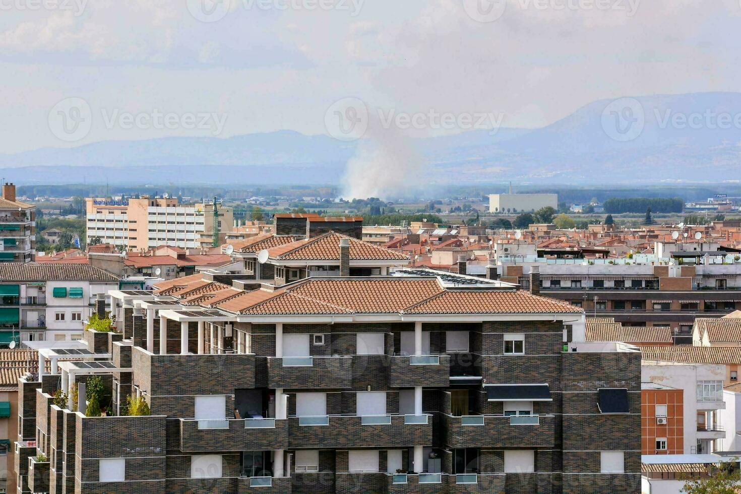 a view of the city from up high photo