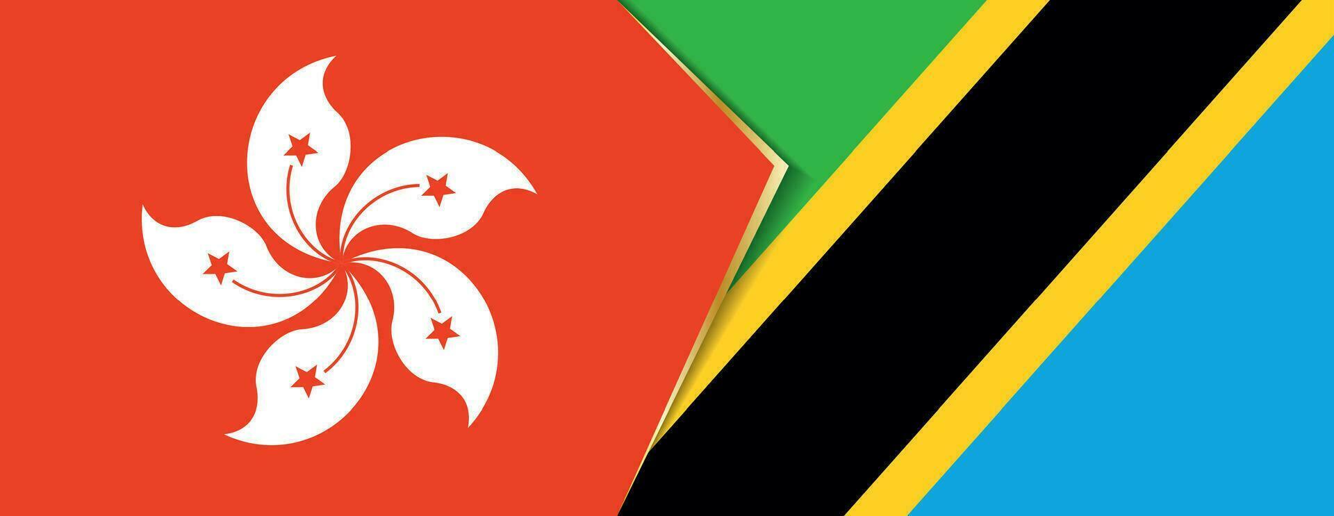 Hong Kong and Tanzania flags, two vector flags.