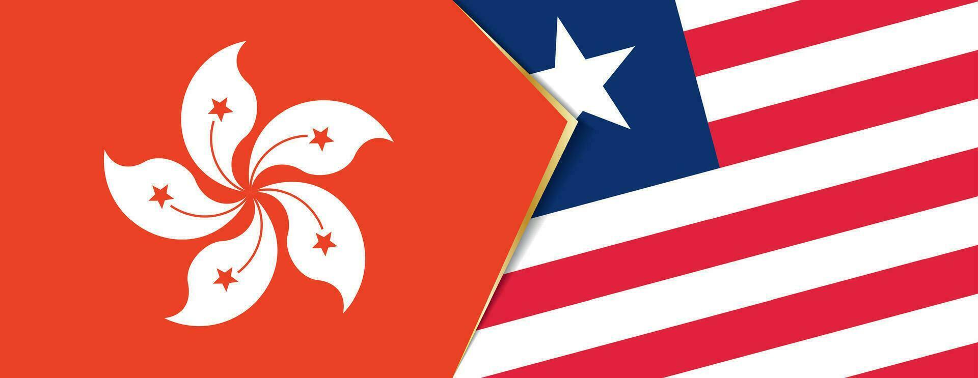 Hong Kong and Liberia flags, two vector flags.