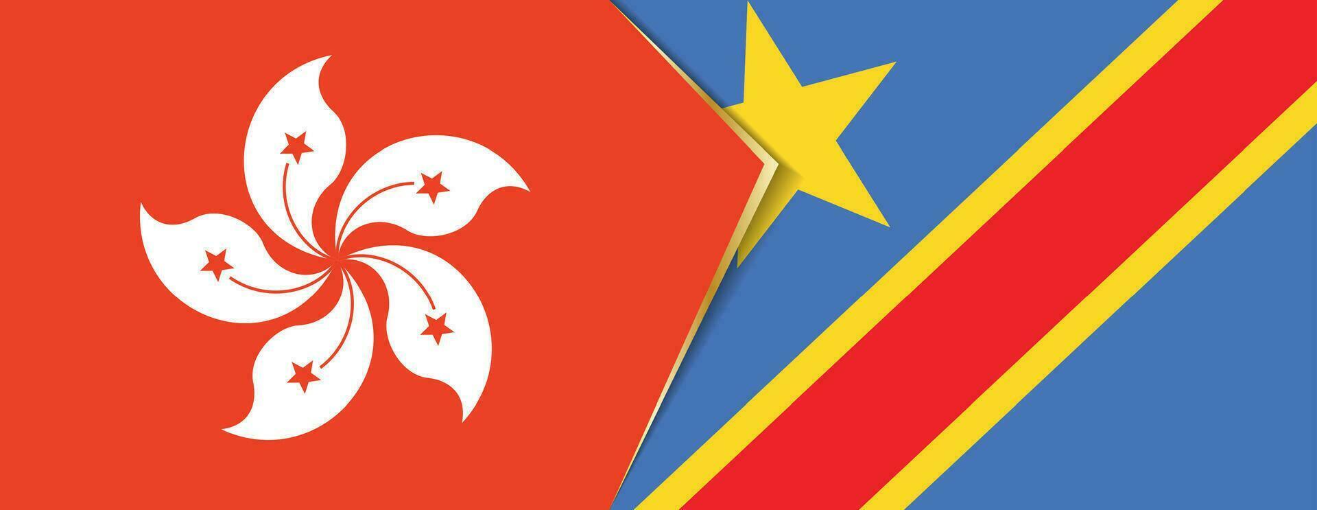 Hong Kong and DR Congo flags, two vector flags.