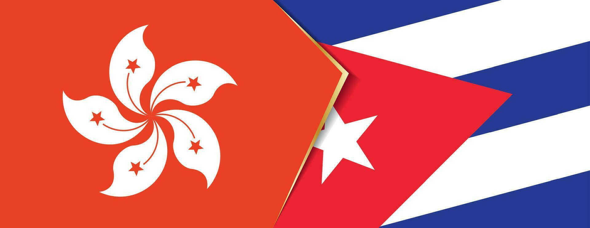 Hong Kong and Cuba flags, two vector flags.