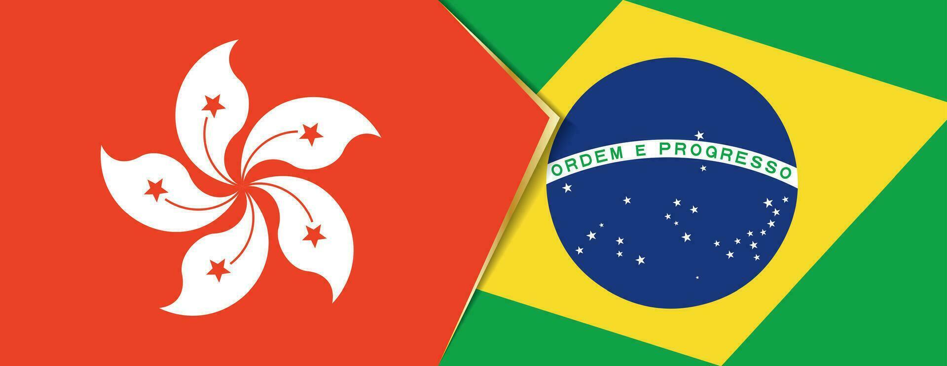 Hong Kong and Brazil flags, two vector flags.