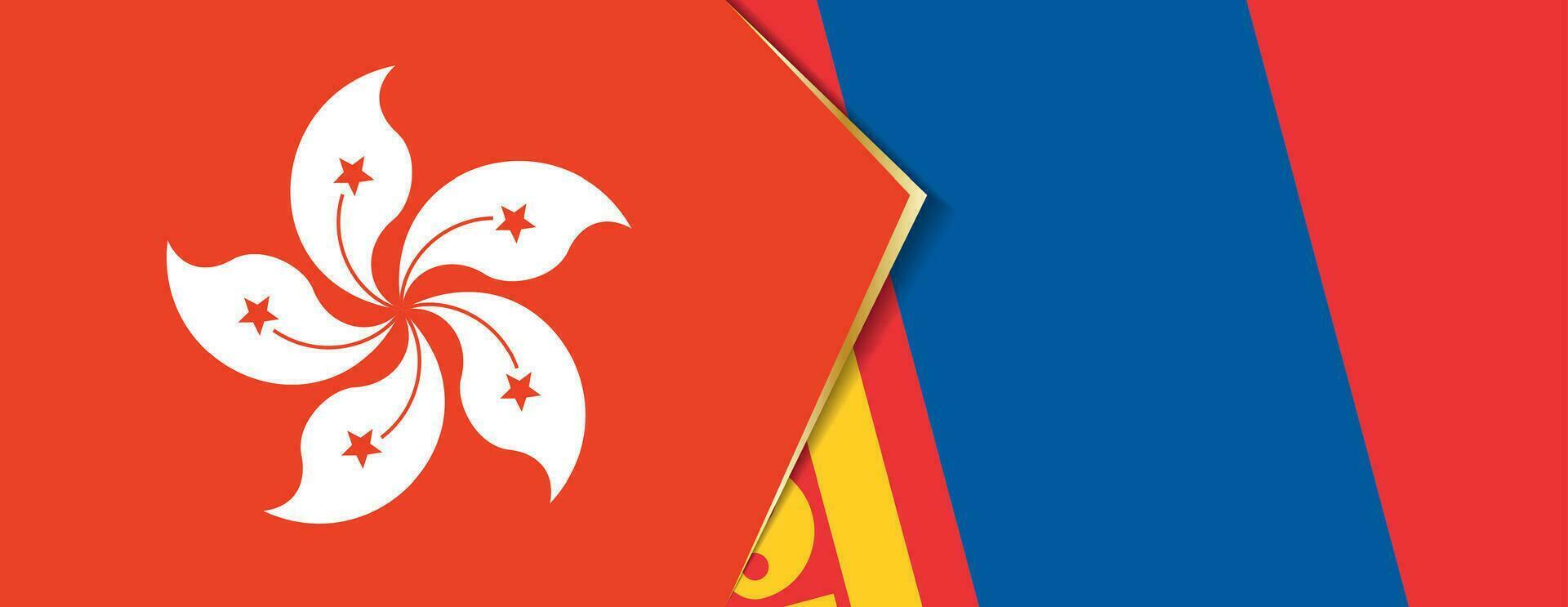 Hong Kong and Mongolia flags, two vector flags.