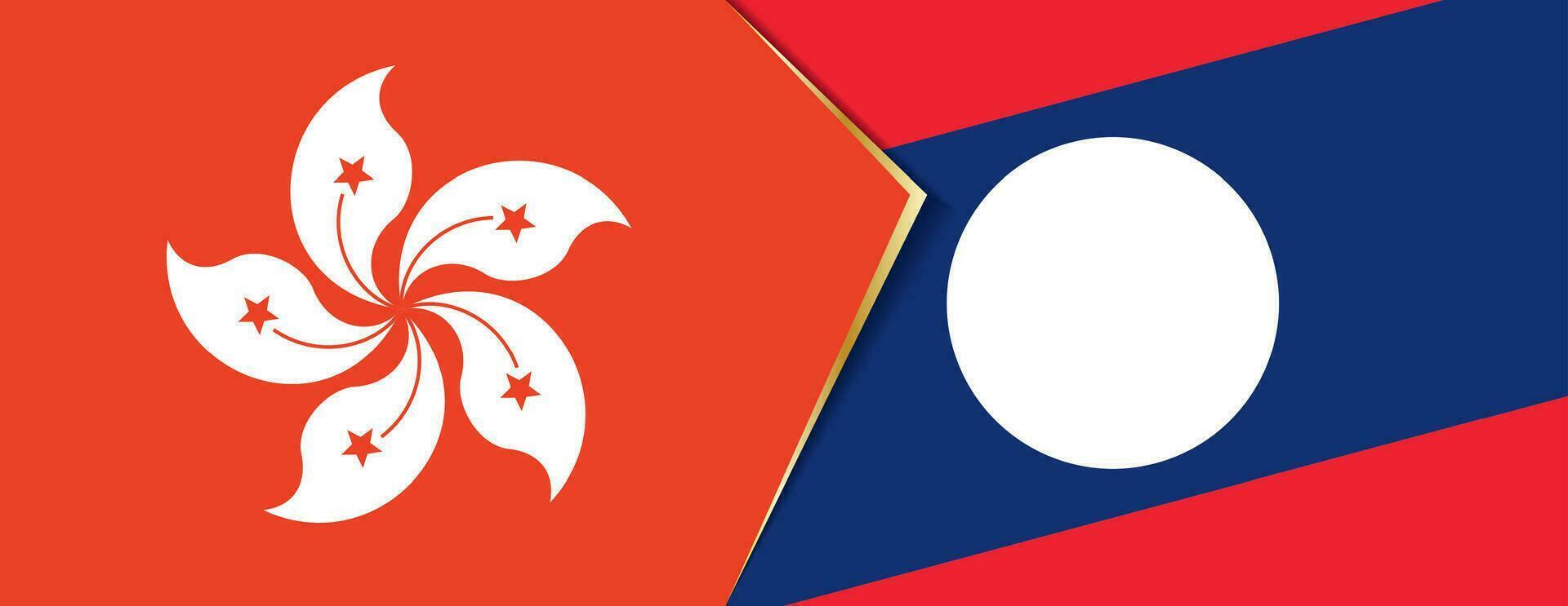 Hong Kong and Laos flags, two vector flags.