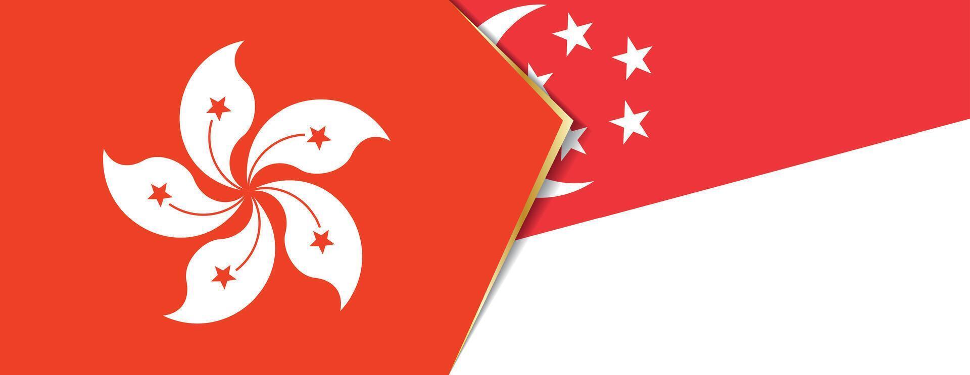 Hong Kong and Singapore flags, two vector flags.