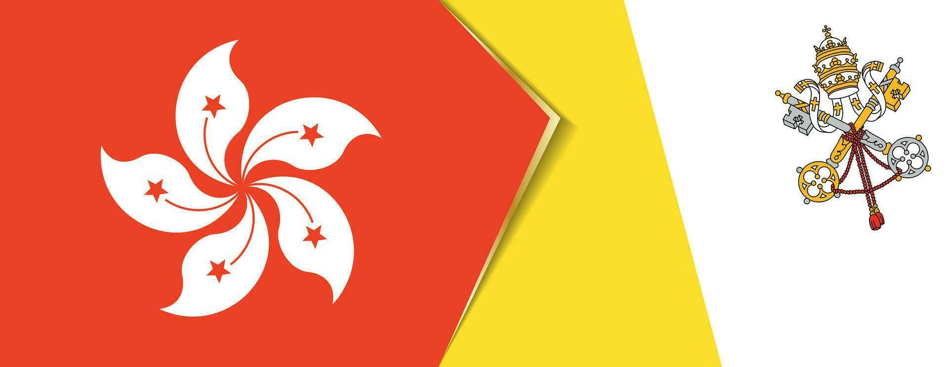 Hong Kong and Vatican City flags, two vector flags.