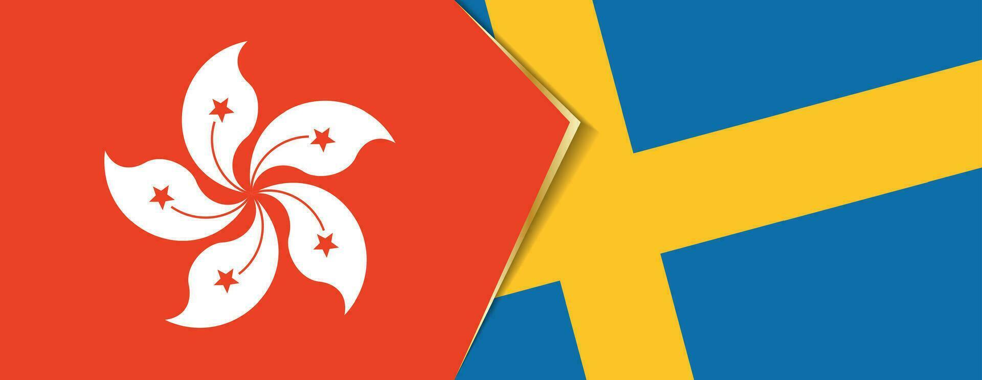 Hong Kong and Sweden flags, two vector flags.