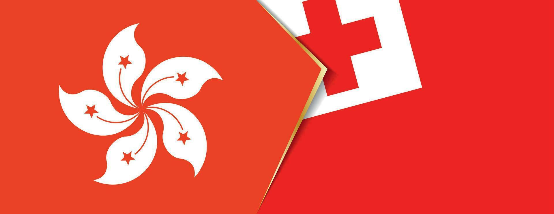 Hong Kong and Tonga flags, two vector flags.