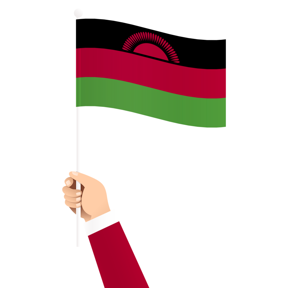 Hand Holding Malawi National Flag Isolated Transparent Simple Illustration png