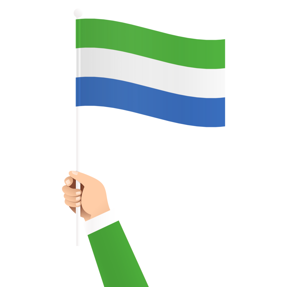 Hand Holding Sierra Leone National Flag Isolated Transparent Simple Illustration png