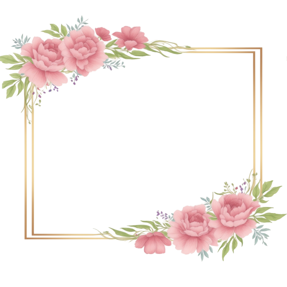 Flower border frame for invitation PNG transparent background Ai Generative