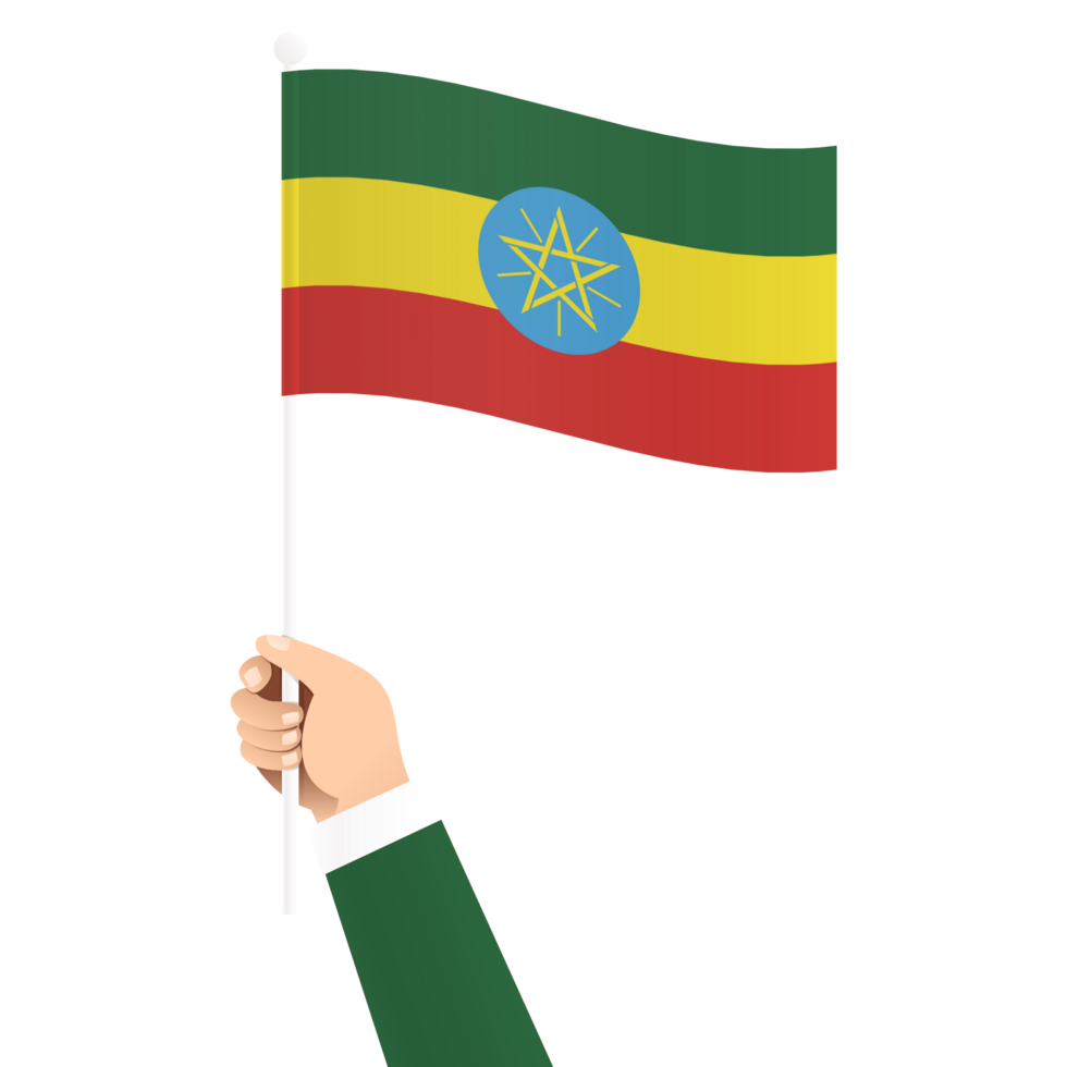 Hand Holding Ethiopia National Flag Isolated Transparent Simple Illustration png