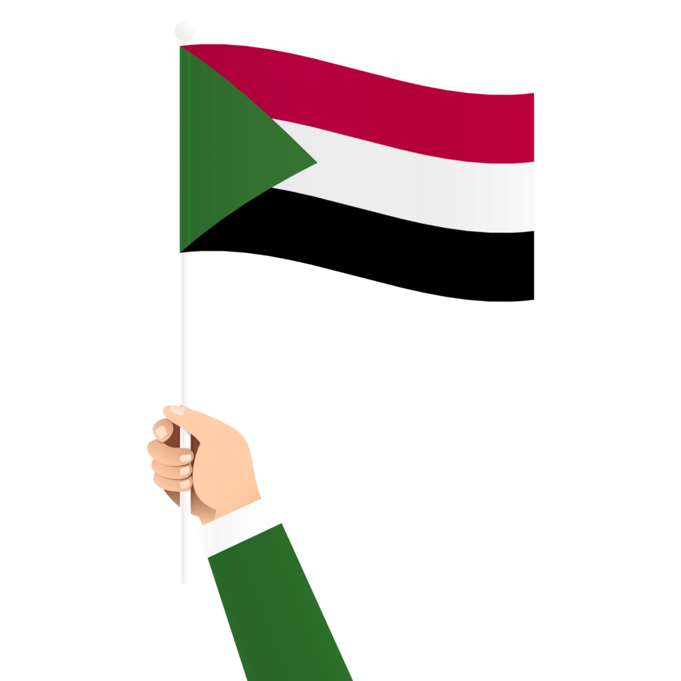 Hand Holding Sudan National Flag Isolated Transparent Simple Illustration png