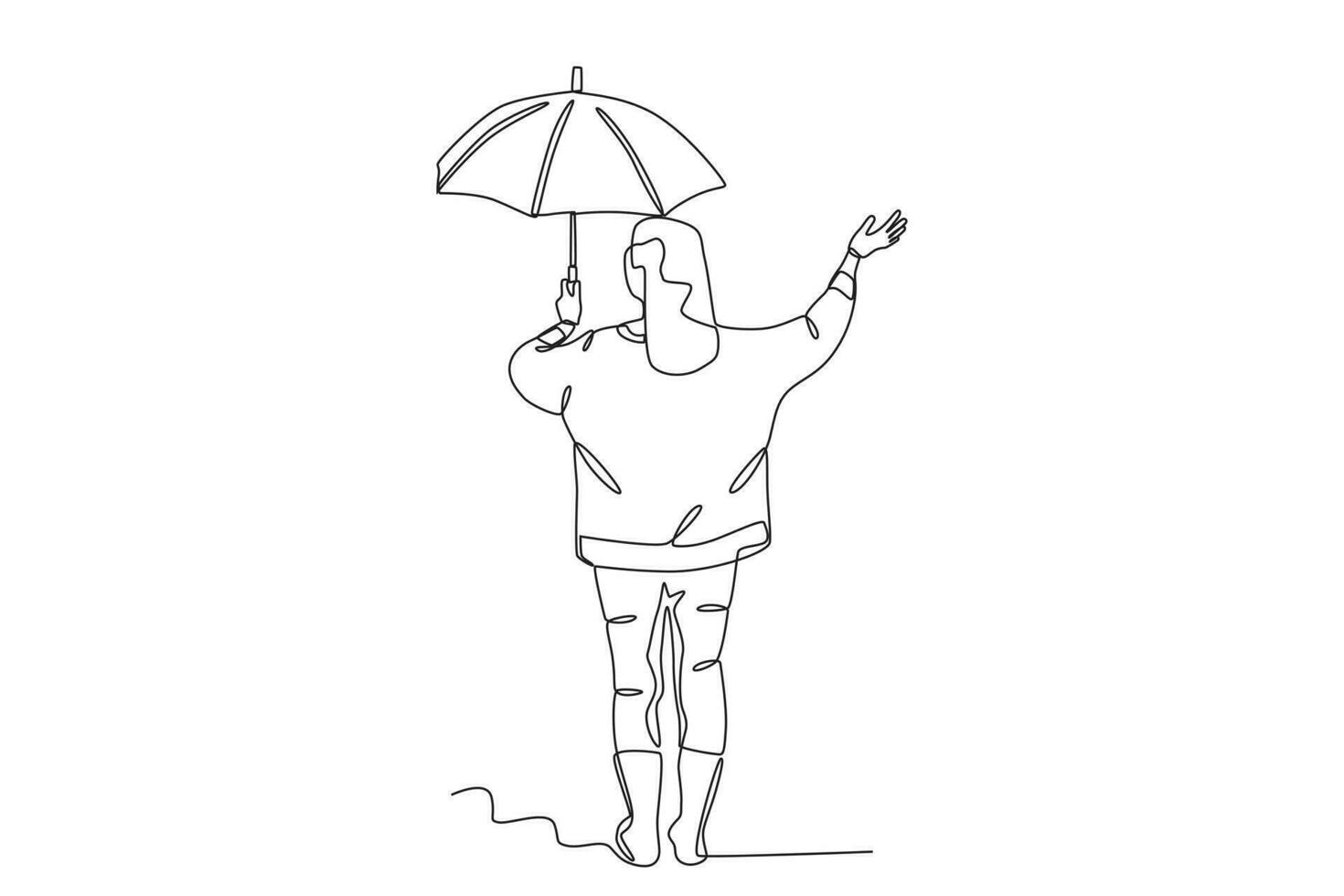 A woman wearing a small umbrella in rear view vector