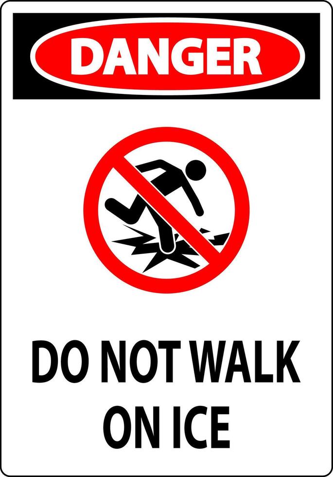 Danger Sign Do Not Walk On Ice vector