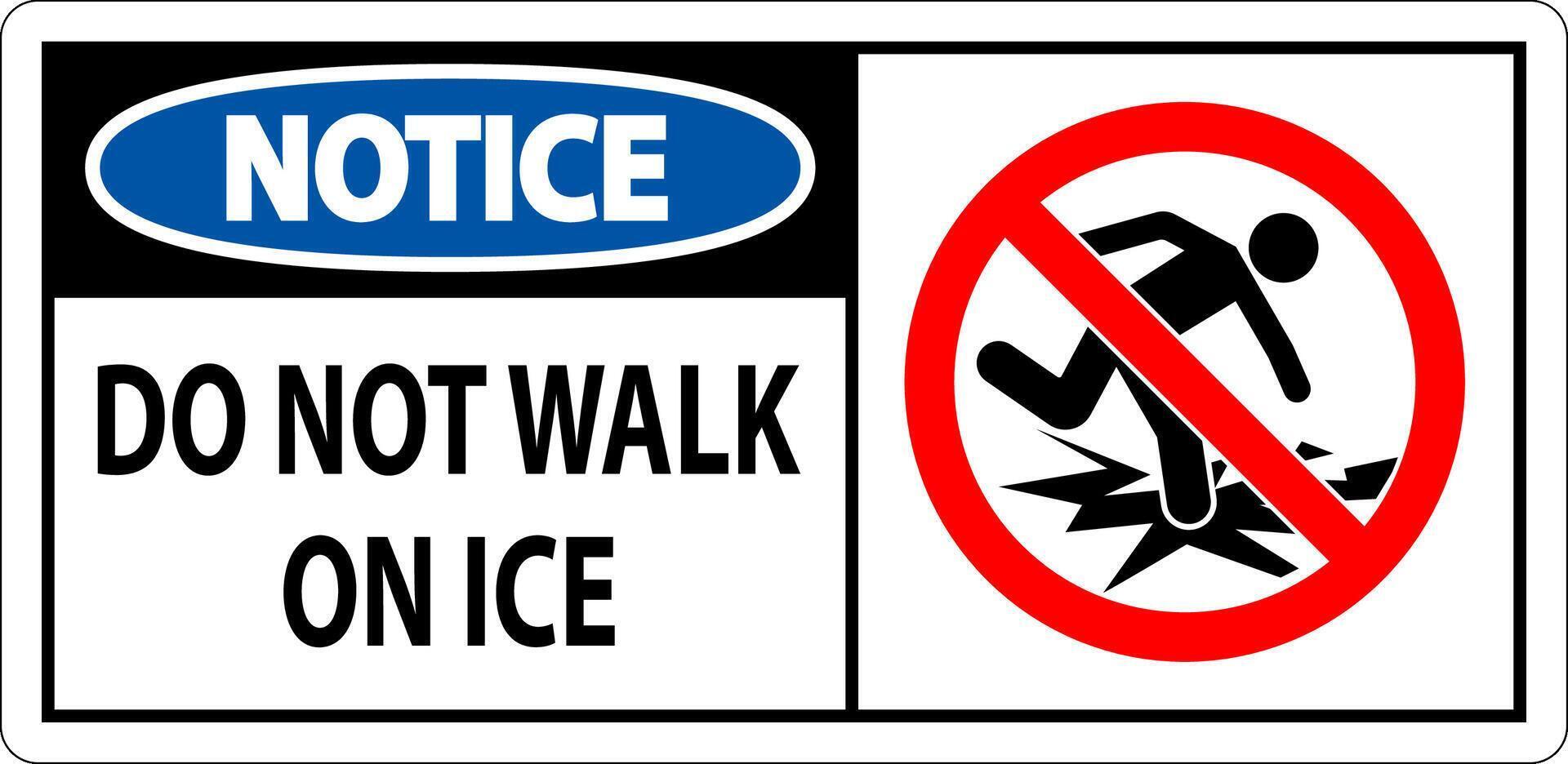 Notice Sign Do Not Walk On Ice vector