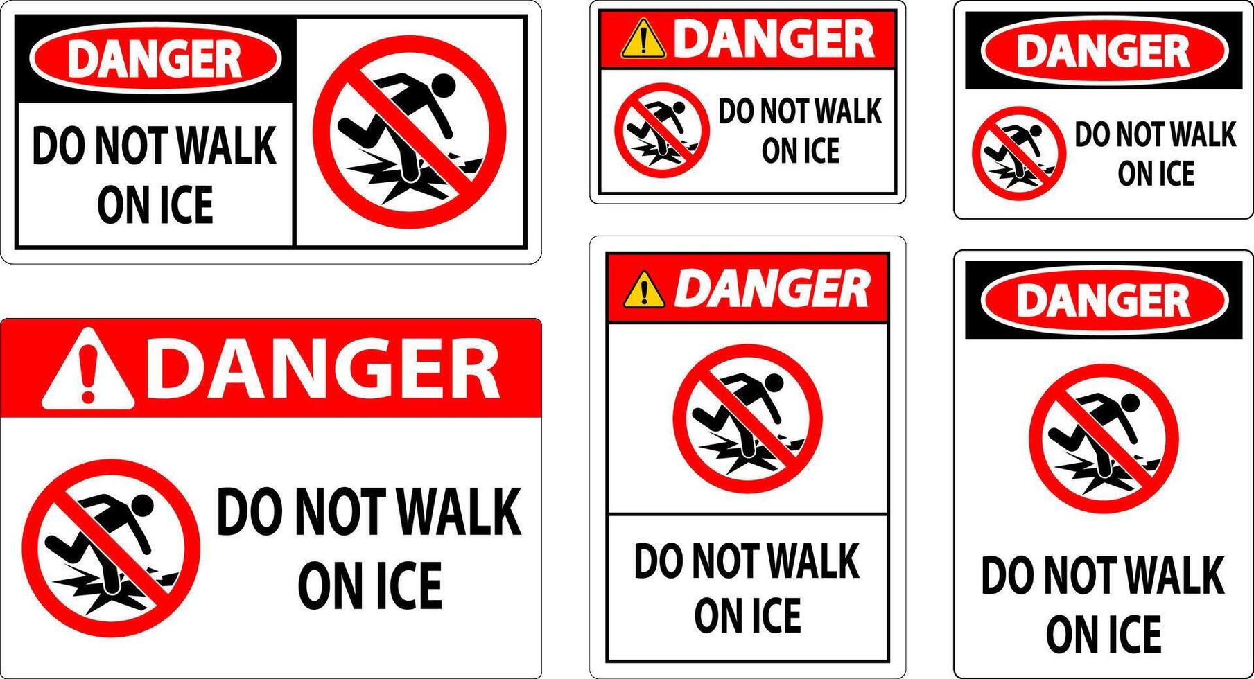 Danger Sign Do Not Walk On Ice vector