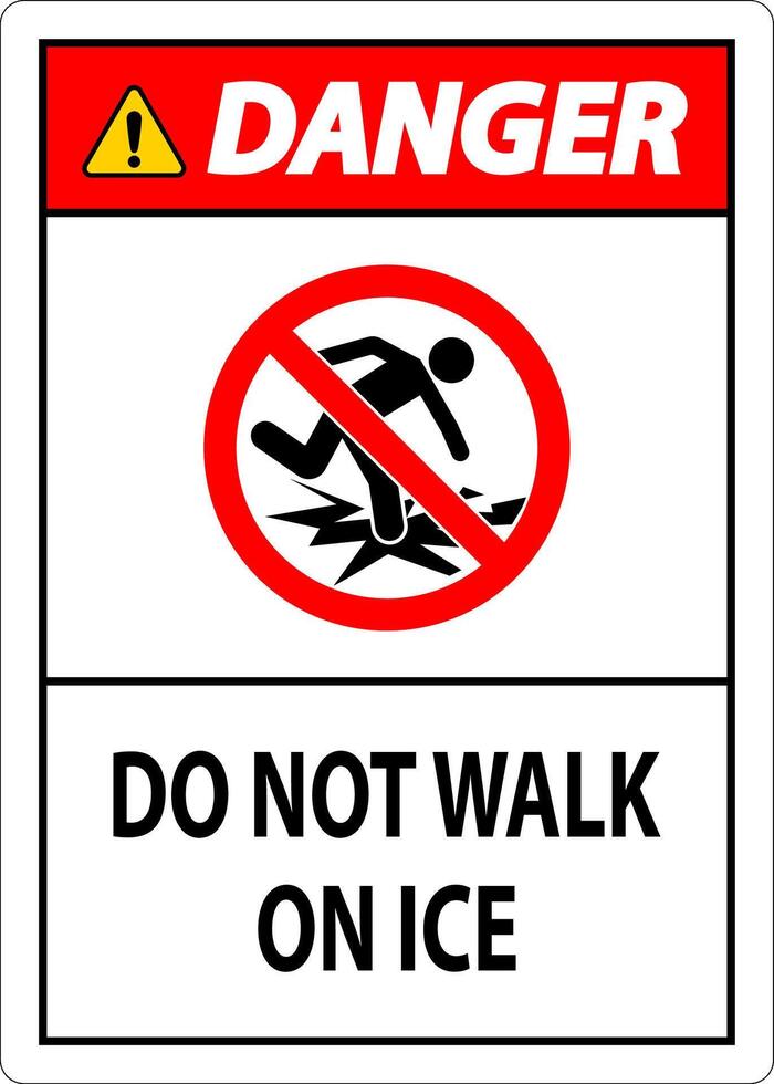 Danger Sign Do Not Walk On Ice vector