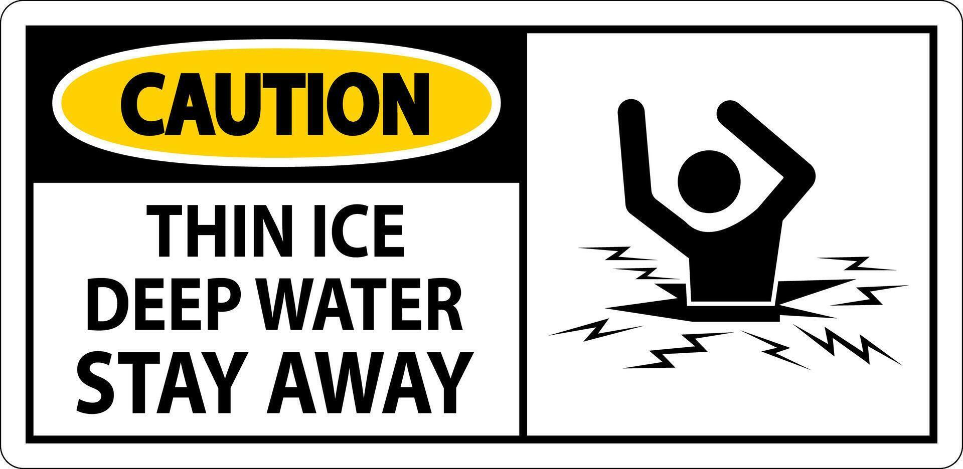 Caution Sign Thin Ice Deep Water, Stay Away vector