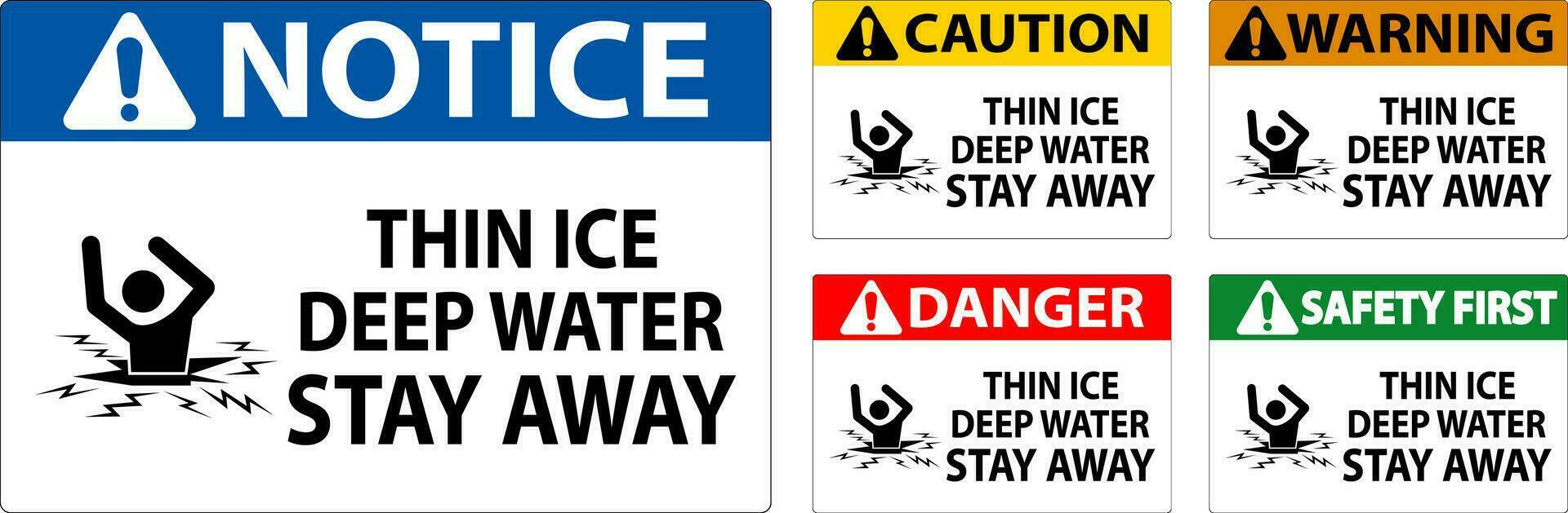 Danger Sign Thin Ice Deep Water, Stay Away vector