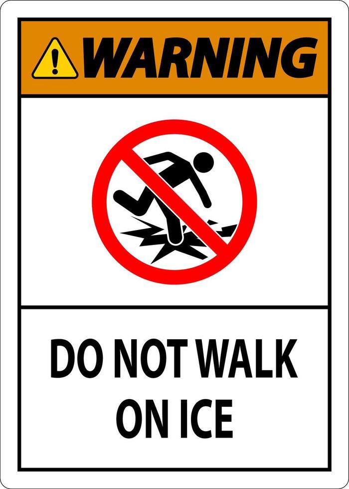 Warning Sign Do Not Walk On Ice vector