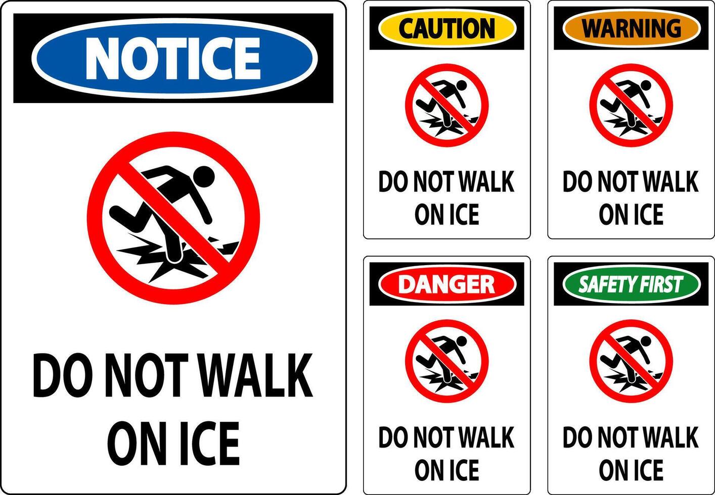 Danger Sign Do Not Walk On Ice vector