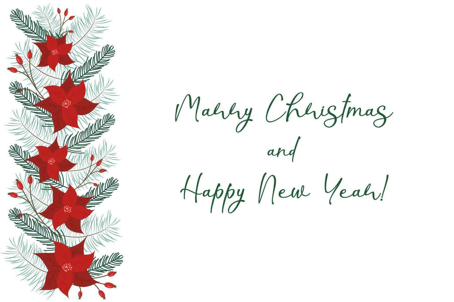 merry christmas and happy new year greeting card vector