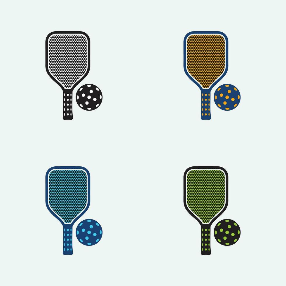 pickleball paleta con pelota vector símbolo icono para Deportes raqueta diferente color en blanco antecedentes