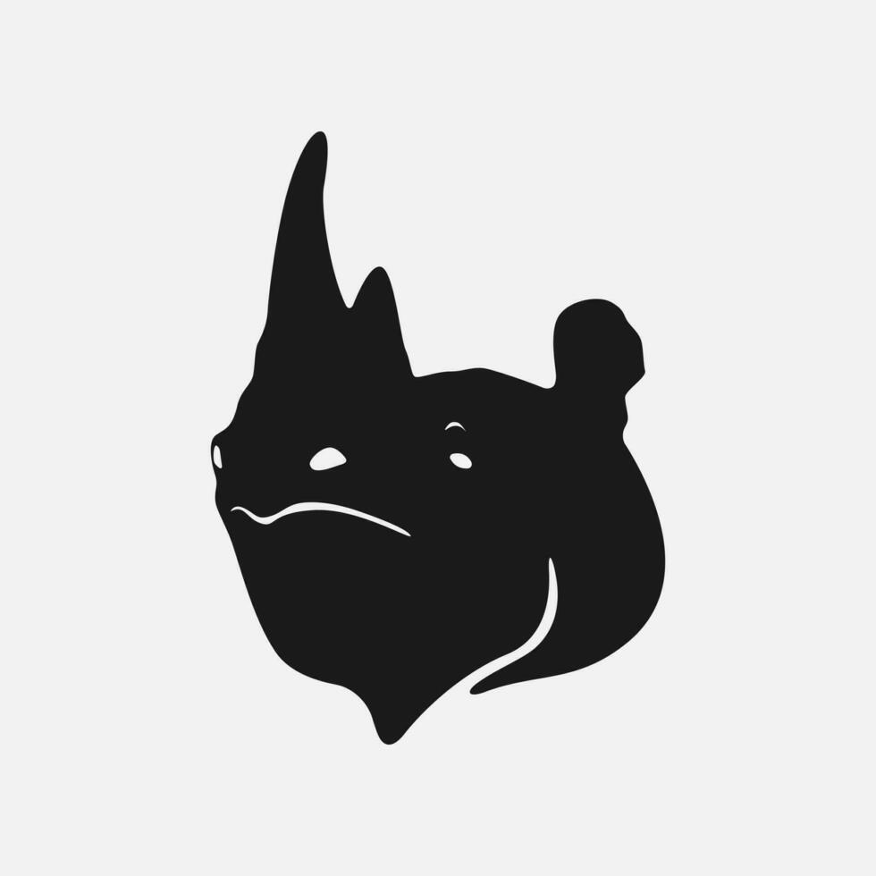 rhino head. for print, icon, logo, sticker, and other designs. monochrome vector illustration.