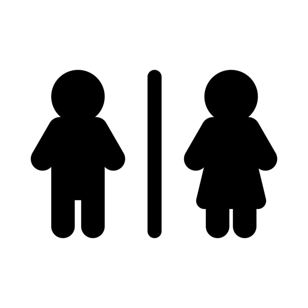 male and female toilet sign logo icon. black and white. isolated on white background. flat vector icon.