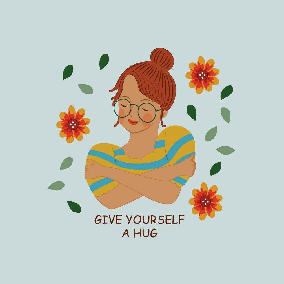 Vector Illustration of Give Yourself A Hug