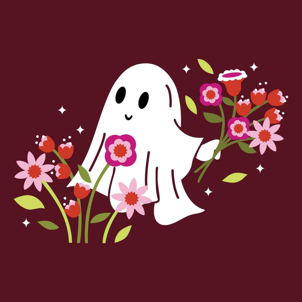 Vector Illustration of Cute ghost in Halloween Day