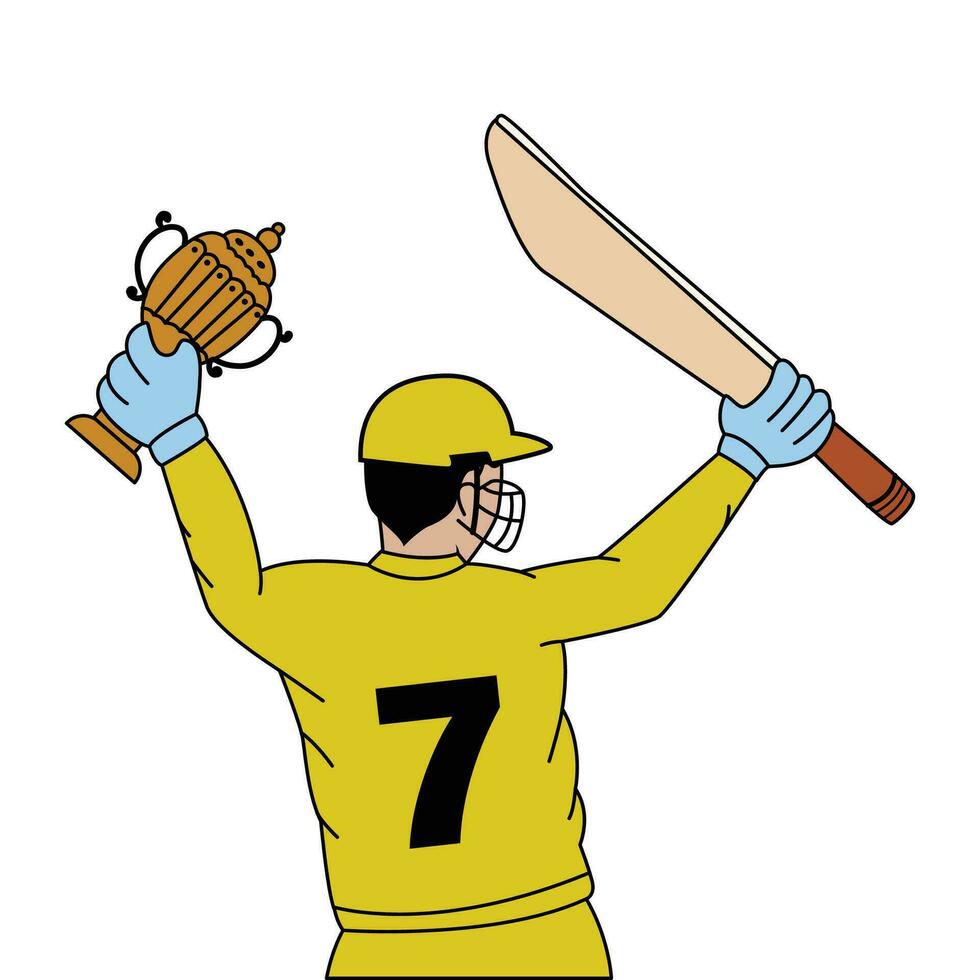 Vector Illustration of a cricket player batsman with bat