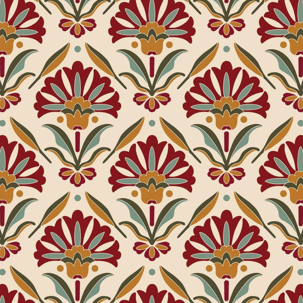 Vector Illustration of Floral hand-drawn seamless pattern