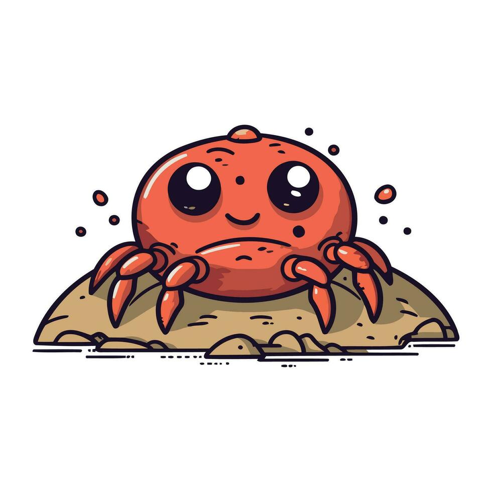 Cute cartoon crab. Vector illustration isolated on a white background.