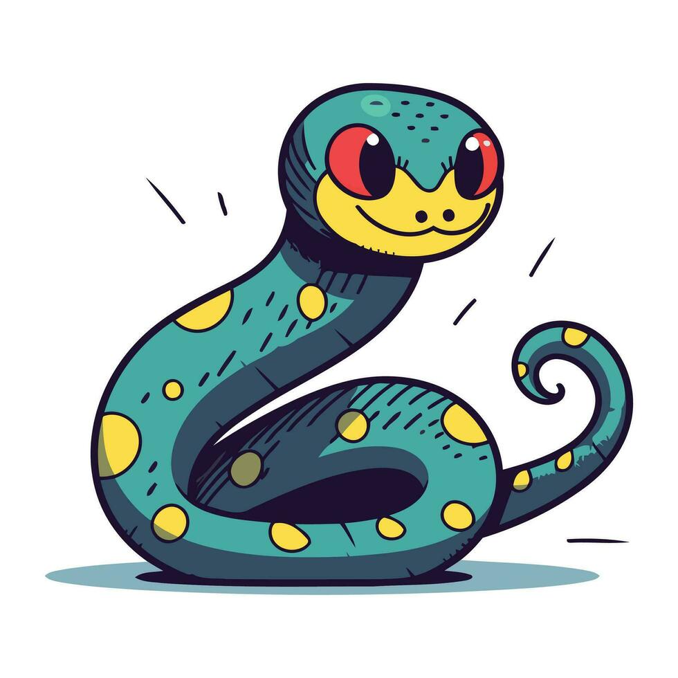 Cute cartoon snake. Vector illustration isolated on a white background.