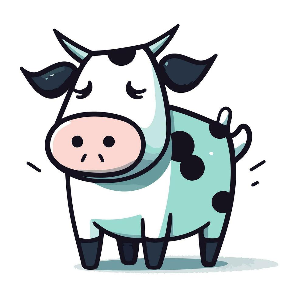 linda dibujos animados vaca en blanco antecedentes. vector ilustración en plano estilo.