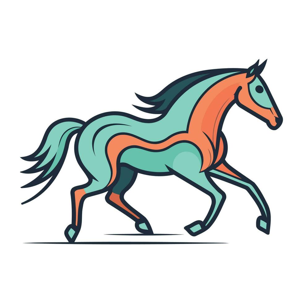 corriendo caballo. vector ilustración. aislado en un blanco antecedentes.