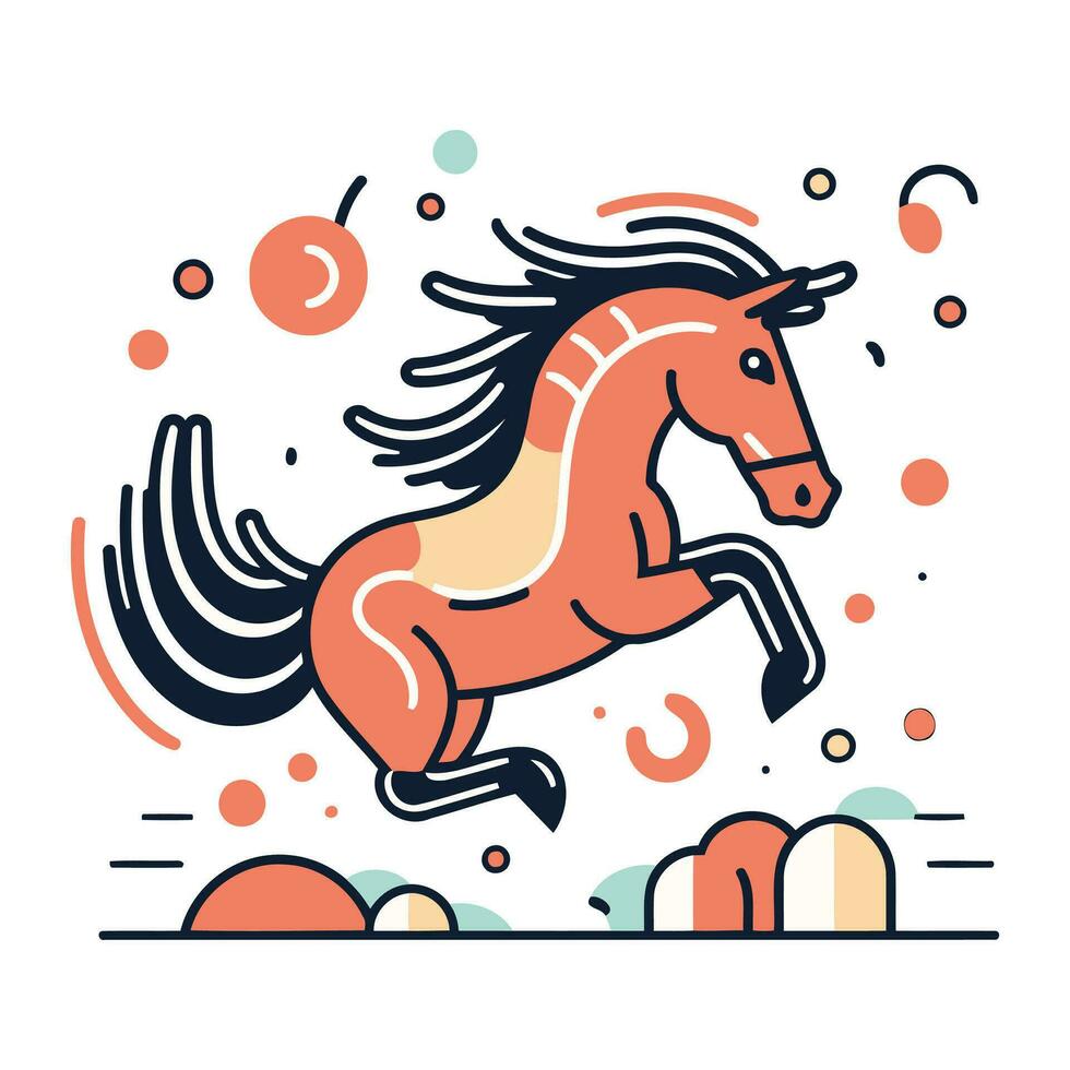 corriendo caballo. vector ilustración en plano lineal estilo en blanco antecedentes.