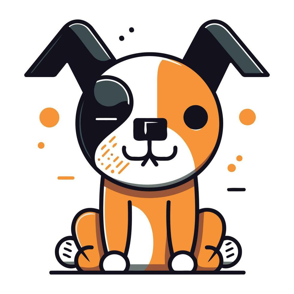 linda dibujos animados perro. vector ilustración en plano línea diseño estilo.