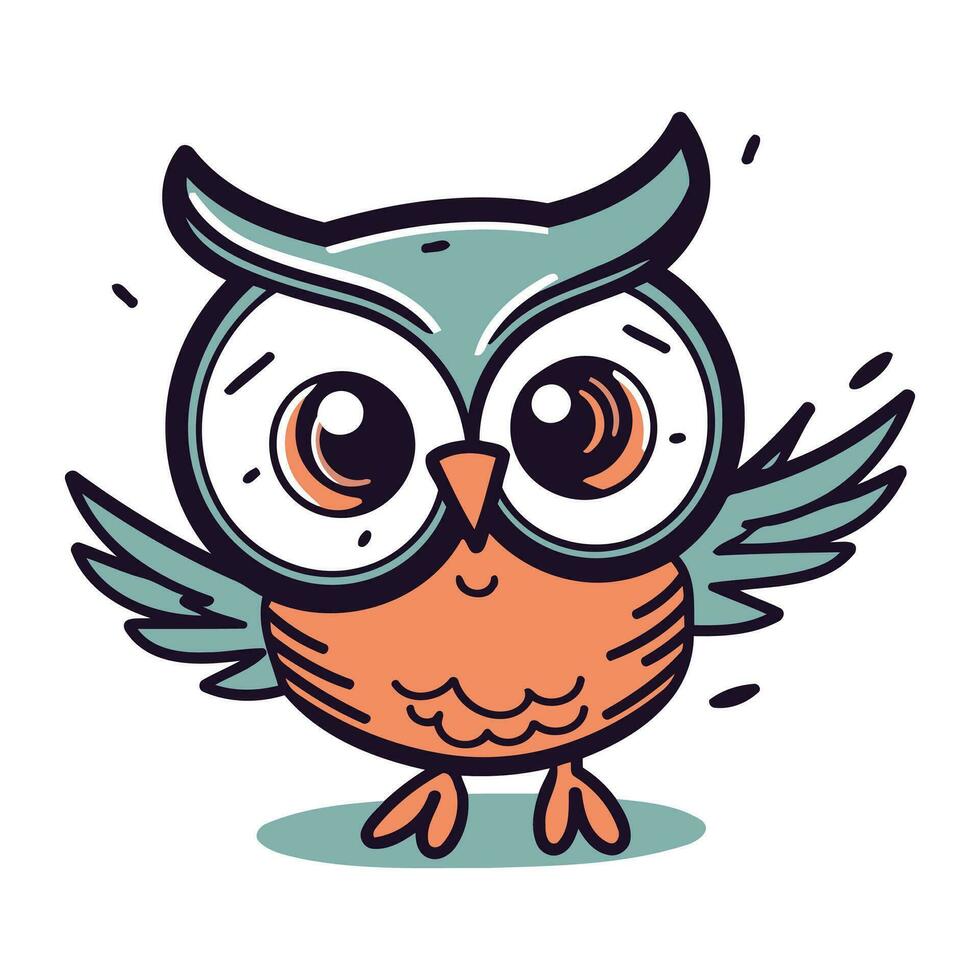 Cute cartoon owl. Vector illustration. Isolated on white background.